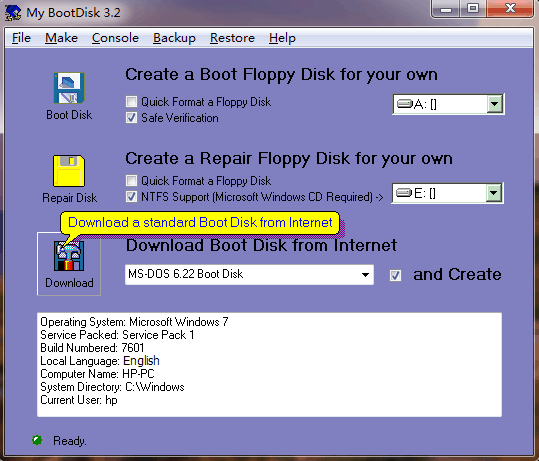 My BootDisk - Create a boot disk for recovery from crashes.